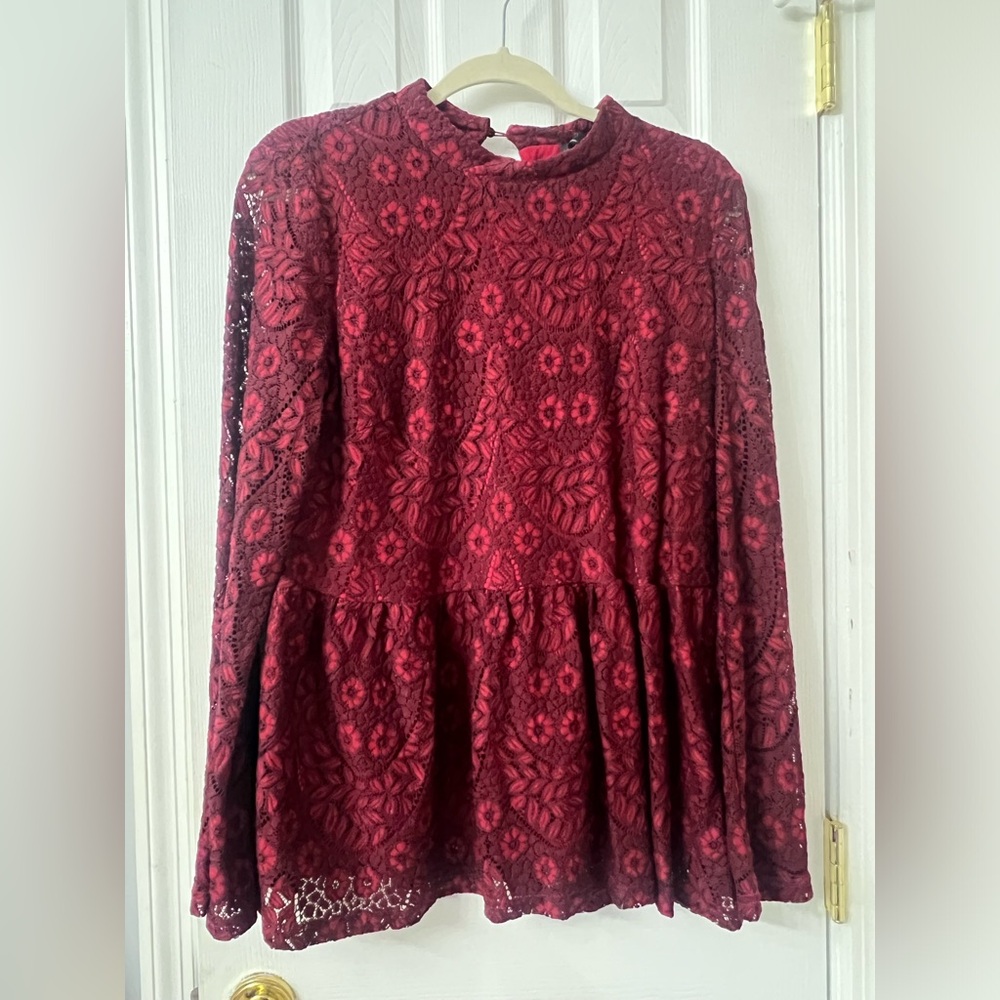 Suzanne Betro XL red lace babydoll top